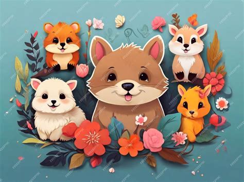 cute animal in flowers 11