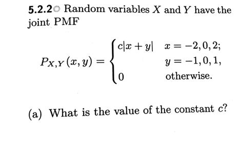 Solved 5 2 20 Random Variables X And Y Have The Joint PMF Chegg