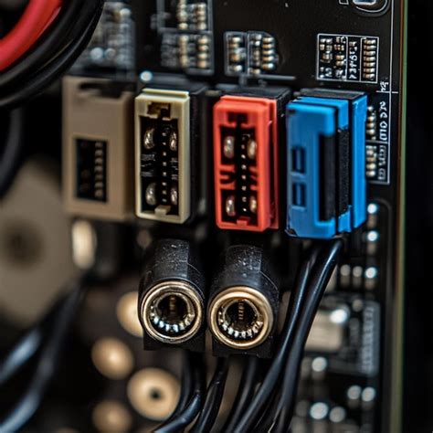 A detailed view of the power connectors on a PSU including 24pin 8pin and SATA power connectors ...