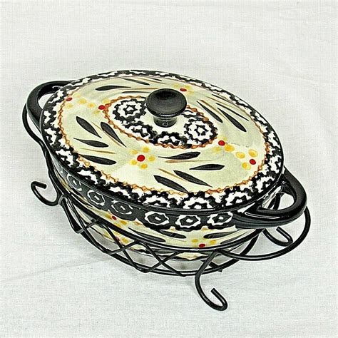 Temptations Ovenware Oval Dishes Small 9 Oz Black Old World Metal ...