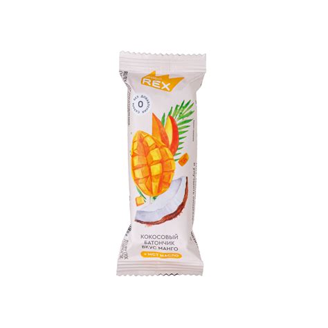 Кокосовый глазированный батончик без сахара ProteinRex, 40 г, Манго ...