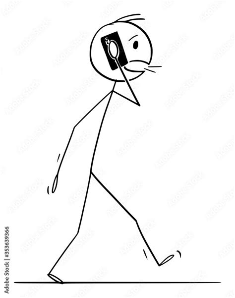 Vector Cartoon Stick Figure Drawing Conceptual Illustration Of Walking