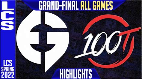 EG Vs 100 Highlights ALL GAMES Grand Final LCS Playoffs Spring 2022