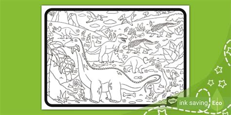 Busy Picture Dinosaur Colouring Page Lehrer Gemacht