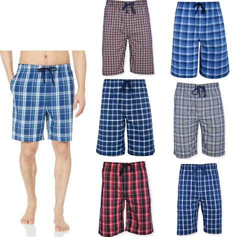 2 Pack Mens Ultra Soft Plaid Lounge Pajama Sleep Wear Shorts