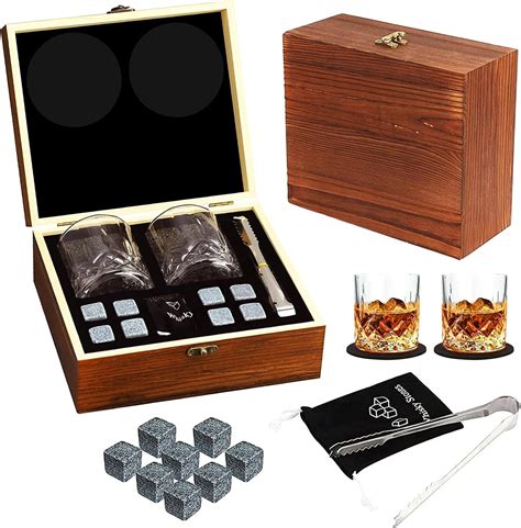 Juego De Caja De Regalo De Piedras De Whisky Y Whisky Ideal Para