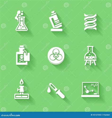 Set Of White Chemistry Icons Stock Illustration Illustration Of Bulb