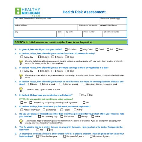 Free Risk Assessment Form Samples Pdf Ms Word Google Docs Excel