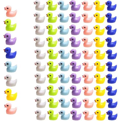 70 Pieces Mini Duckssherry 7 Colors Miniature Figures Micro Fairy