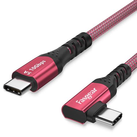 Fasgear 100W USB C To Type C 90 Degree Cable 10ft USB3 1 Gen 2 10Gbps