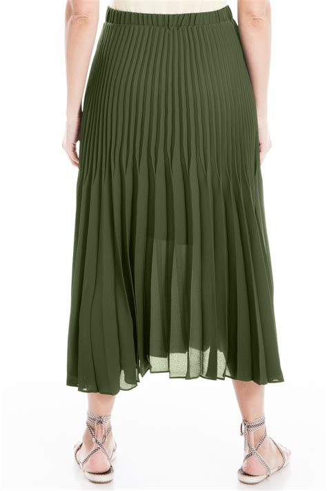 Max Studio Pleated Midi Skirt In Army Modesens