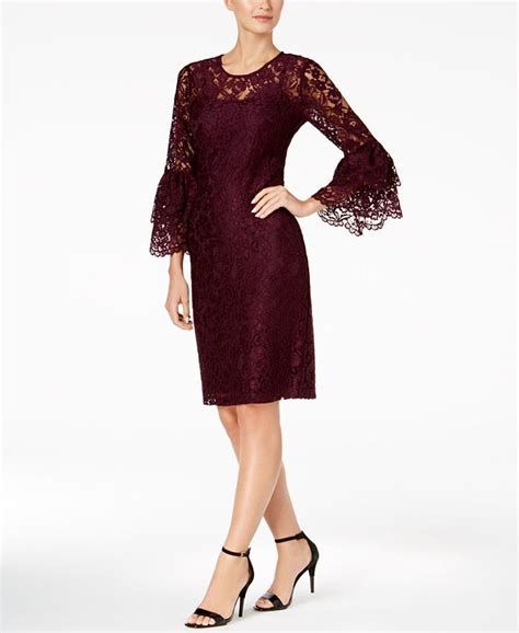 Calvin Klein Bell Sleeve Lace Illusion Sheath Dress Macys