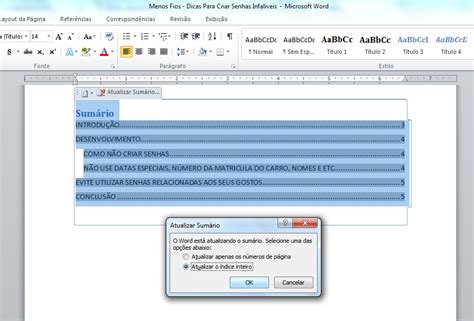 Aprenda Agora A Fazer Um Ndice Autom Tico No Word Em Passos Menos Fios