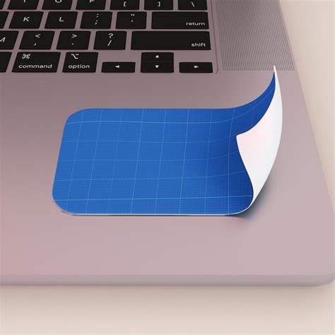 Premium Psd Rectangle Sticker On Laptop Psd Mockup With Customizable