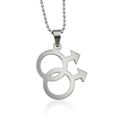 Double Men Symbol Gay Pride Pendant Gay Necklace Beautiful New