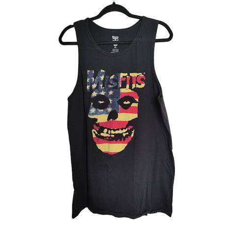 Misfits Misfits American Flag Crimson Skull Bandmerch Graphic Tank