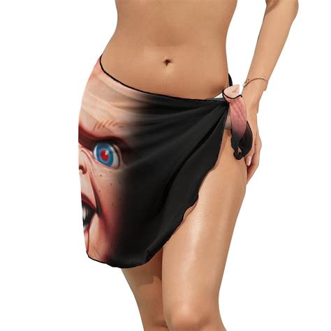 Chucky Scary Women S Sarong Cover Up Beach Wrap Summer Vacation Short Sheer Chiffon Bikini Beach