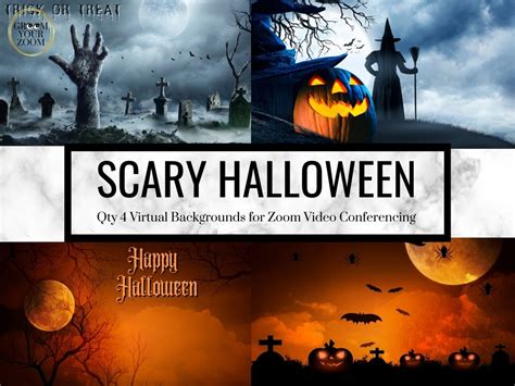 Scary Halloween Zoom Background 4 Virtual Backgrounds for | Etsy