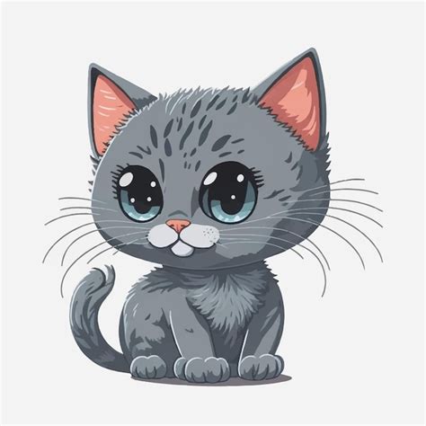 Lindo gato gris dibujos animados vector ilustración fondo blanco