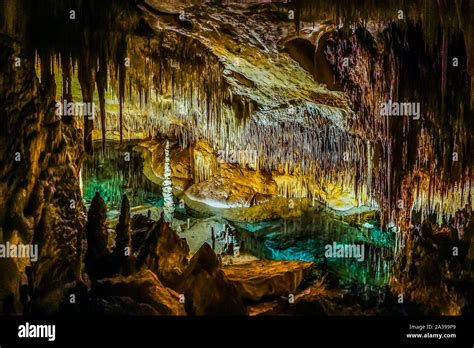 Famous Cave Cuevas Del Drach Or Dragon Cave On Spanish Island Mallorca