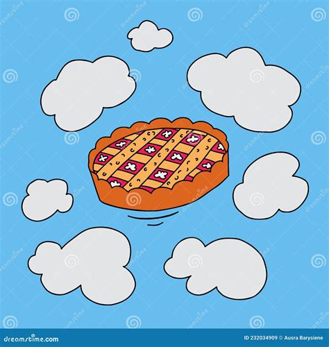 Pie In The Sky Metaphoric Idiom Doodle Style Stock Vector