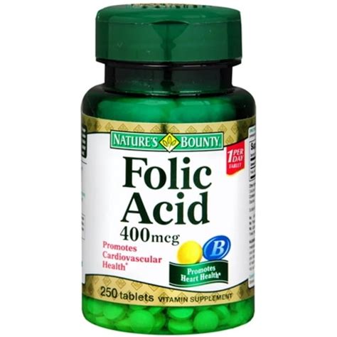 Natures Bounty Folic Acid 400 Mcg Tablets 250 Tablets