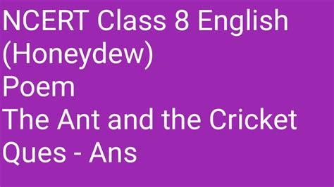 Poem The Ant And The Cricket Questions And Answers In Hindi Class