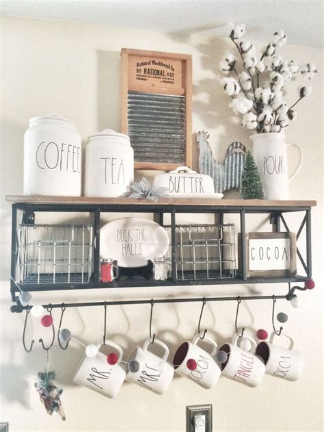 Rustic Farmhouse Rae Dunn Coffee Bar With Hobby Lobby Shelf Kitchen