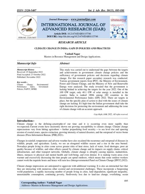 Climate Change in India: Gaps in Policies and Practices | PDF | Climate ...