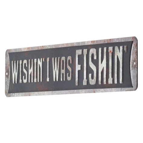 Open Road Brands Wishing I Was Fishing Embossed Decorative Tin Sign