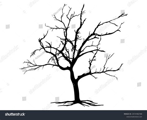 Black Branch Tree Naked Trees Silhouettes Stock Vector Royalty Free