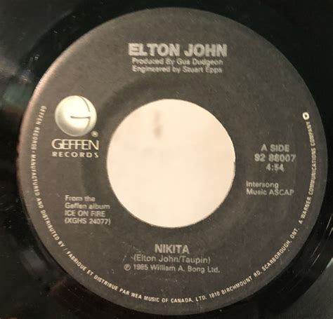 Elton John - Nikita (1985, Vinyl) | Discogs