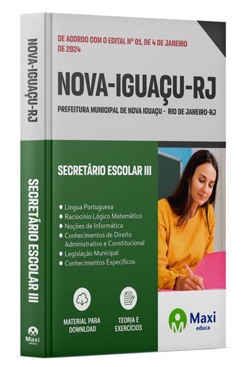 Apostila Prefeitura de Nova Iguaçu RJ 2024 Maxi Educa Maxi Educa