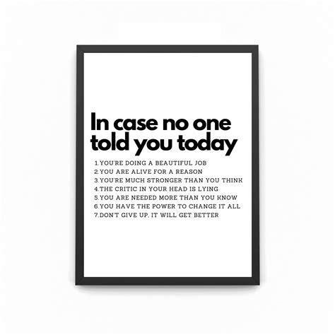 'In Case No One Told You Today' Framed Quote Print A4 - Soul Analyse