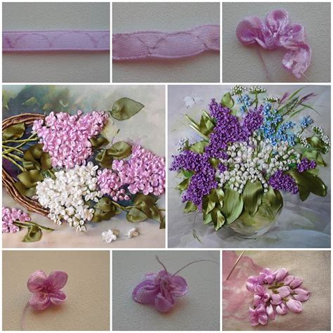 How To Make Embroidery Ribbon Lilac Flowers