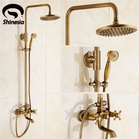 Newly Vintage Antique Brass Shower Faucet Set Rainfall Shower Head W