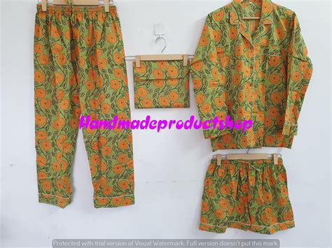 Green Pajama Set Cotton Pajamas Set 100 Cotton Light Etsy