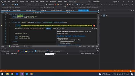 Database System Nullreferenceexception Object Reference Not Set To