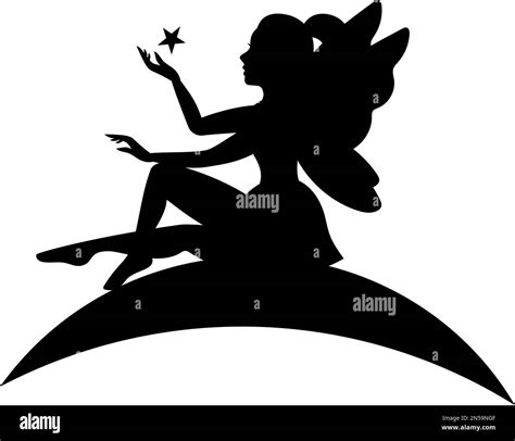 Sitting Fairy Silhouette Magical Fairy Logo Mythical Tale Character