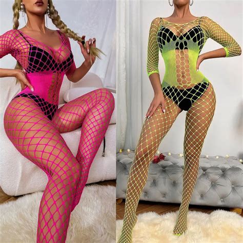 Sexy Mesh Fishnet Bodystockings For Women Porno Lingerie Bodysuit Open