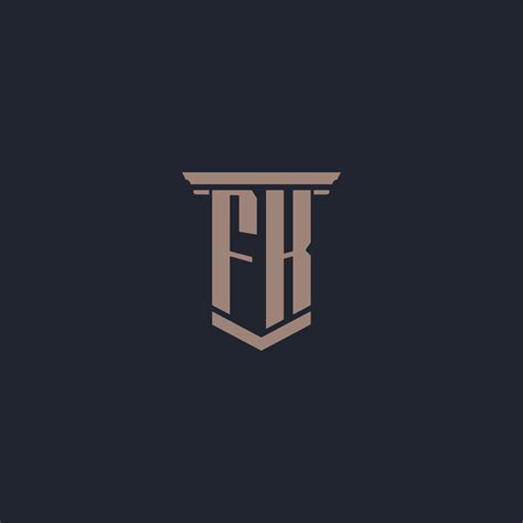 Fk Initial Monogram Logo With Pillar Style Design Vector Art At