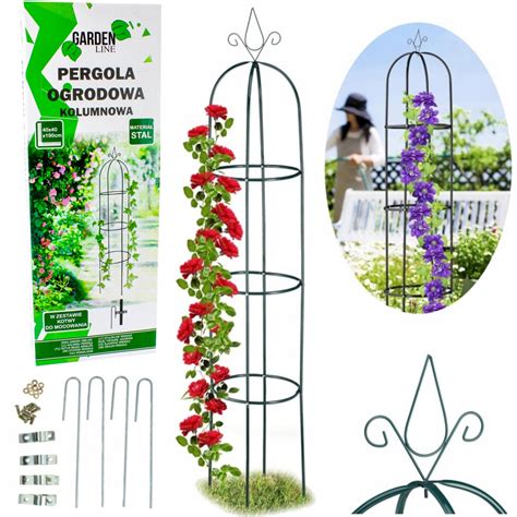 PERGOLA OGRODOWA KOLUMNOWA METALOWA SŁUP OBELISK NA KWIATY RÓŻE 190CM