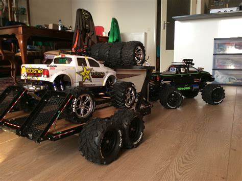 Custom Traxxas Summit W My Newly Designed Trailer And Customs E Maxx On