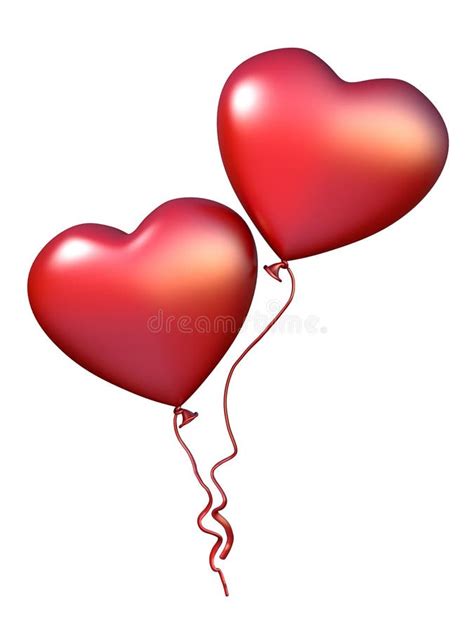 Ballons En Forme De Coeur Rouges D Isolement Sur Le Blanc Illustration