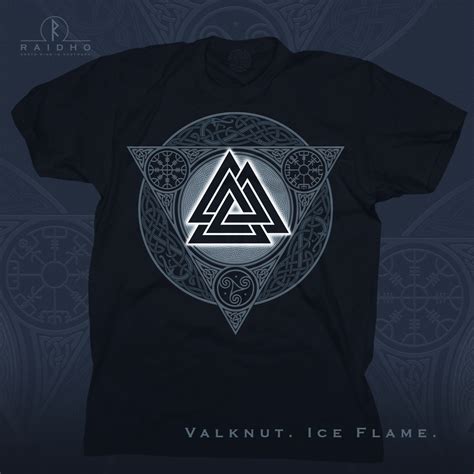 VALKNUT ICE FLAME T Shirt By Raidho Valknut T Shirt Mens Long