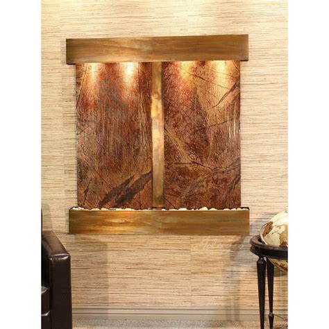 Adagio Aspen Falls Acrylic Wall Fountain With Light Rustic Copper