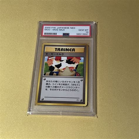 Psa 10 2000 Moo Moo Milk Trainer Banned Art Neo Genesis Pokemon Japanese Values Mavin