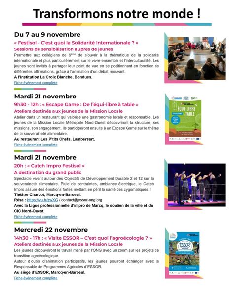 Festival des Solidarités demandez le super programme Essor ONG