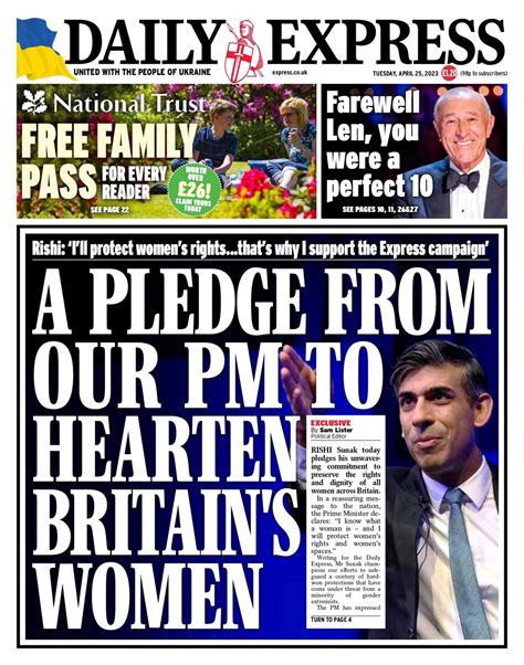 Daily Express Front Page 25th Of April 2023 Tomorrow S Papers Today