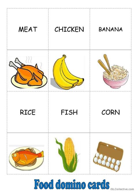 DOMINO FOOD CARD Vocabulary Flashcar English ESL Worksheets Pdf Doc